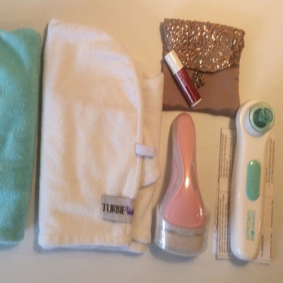 Clutch Purse Bundle Skin Care Wedding Lipstick Evening Coin Pouch Hair Towel - Picture 1 of 11